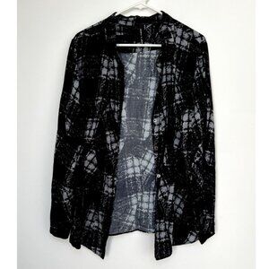 PETER O. MAHLER Size S Long Sleeve Button Down Artsy Abstract Grunge Black Shirt